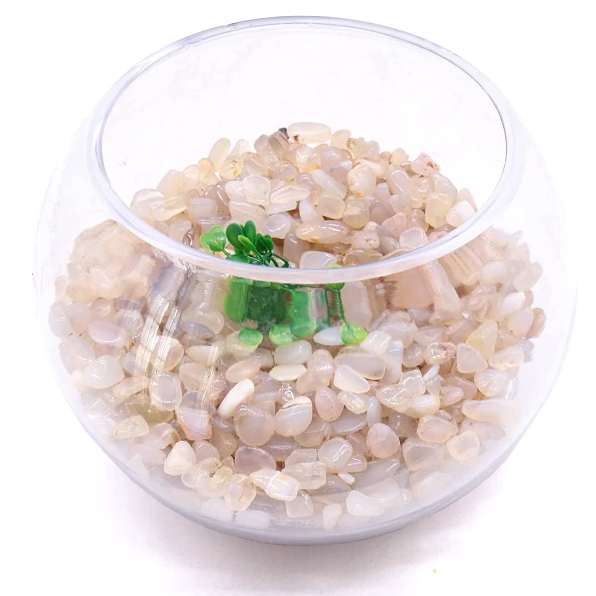 WAYBER Natural White Agate Pebbles, 1 Lb/460g Decorative Rocks Non-Toxic Crystal Stone Irregular Quartz Gemstone Crushed Pieces Tumbled Stone Chips for Jewelry Making/Home Decoration
