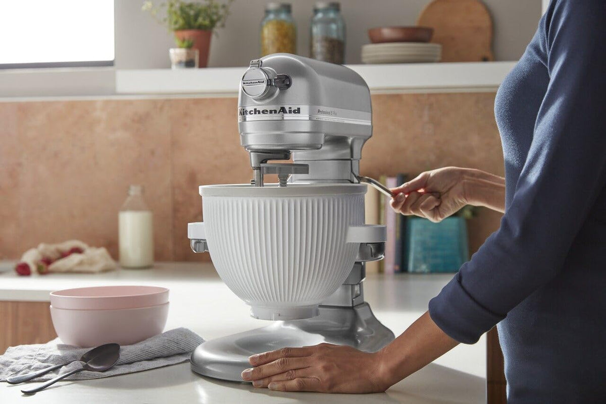 KitchenAid Ice Cream Maker Attachment for Stand Mixer, 2 Quart, KSMICM, White