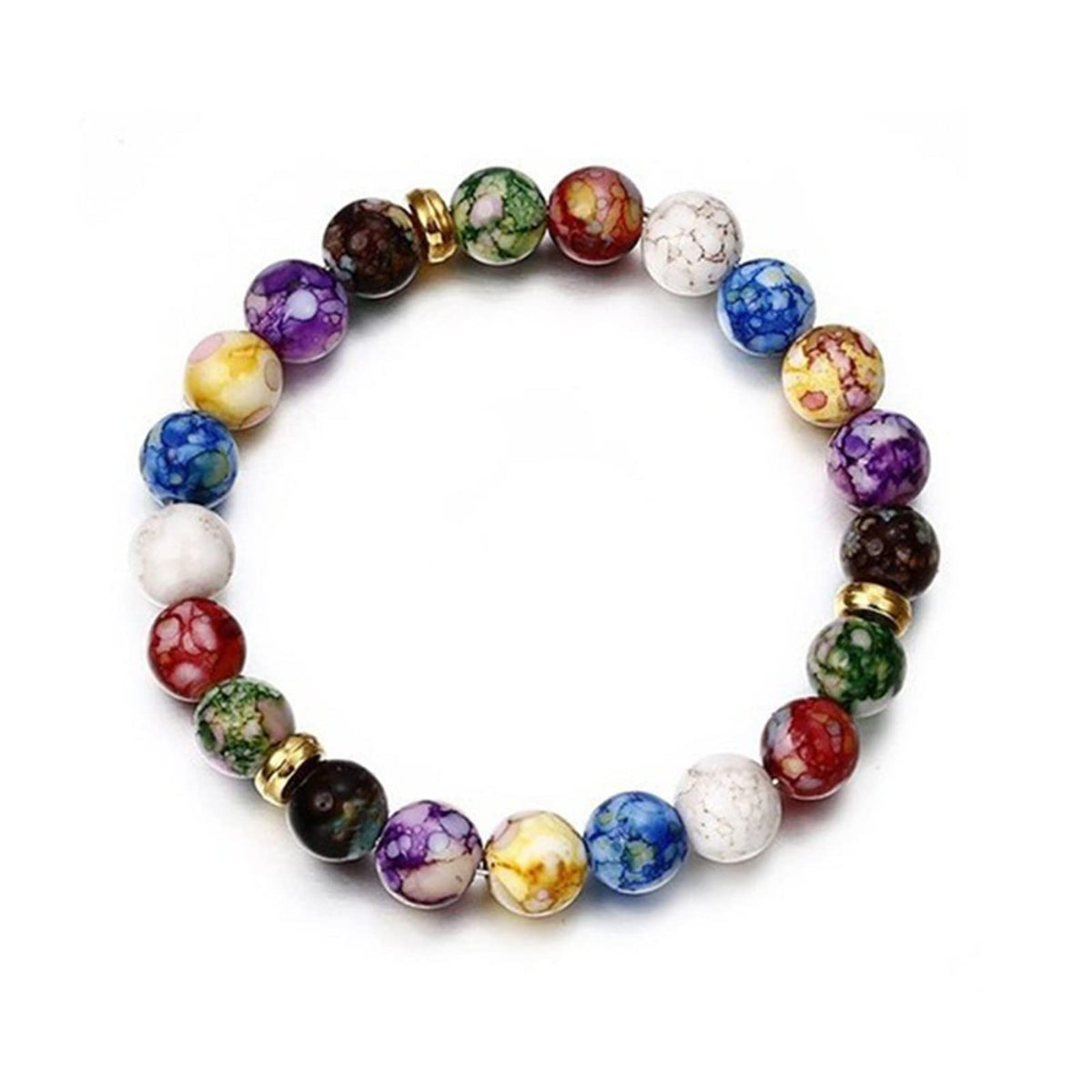 Healing Crystals Bracelet Handmade Natural Gemstones Beads Elastic Natural Stone Yoga Beads Bracelet Heart-Shaped, Modern Artisanal Beaded Unisex 7.6 inches Turquoise (Multicolor)