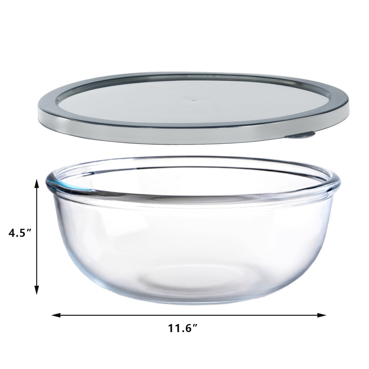 EWAFILU 6.2QT Large Glass Mixing Bowl with Lid, Clear Glass Salad Cooking Bowls for Sourdough, Salad and Storage Prepping and Baking Food Storage Set