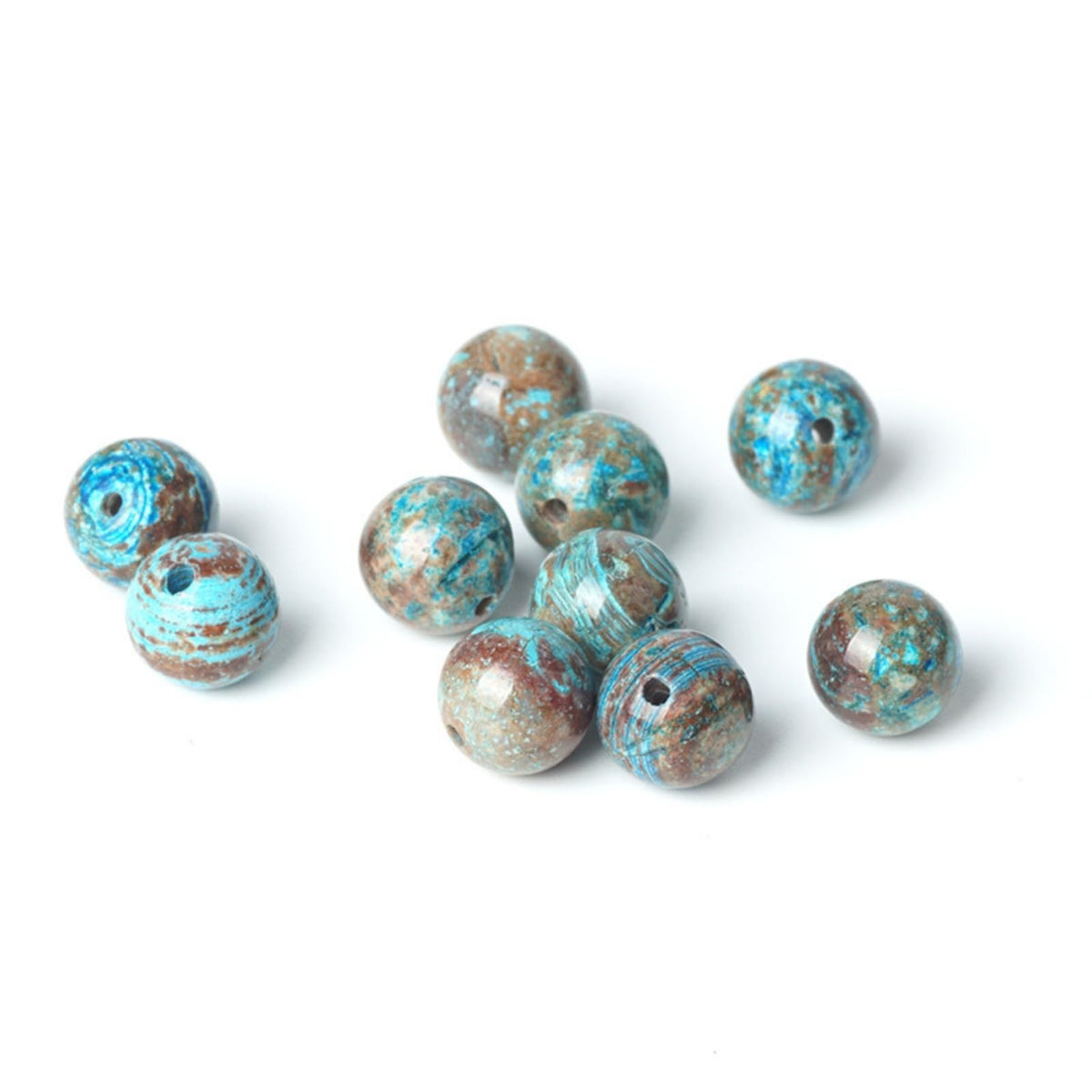 100Pcs Natural Stone 8mm Blue Pattern Agate Round Loose Gemstone Energy Healing Beads Hole Size 1mm DIY Smooth Beads for Bracelet Necklace Earrings Jewelry Making