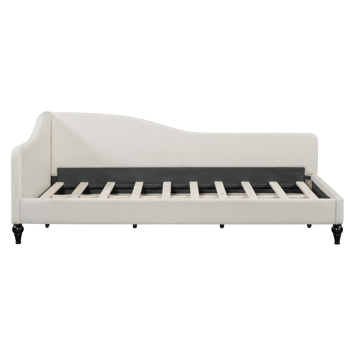 Merax Twin Size daybed, L-Shaped Linen Daybed Corner Sofa with Solid Wood Legs for Living Room & Guest Room, No Box Spring Needed, Beige