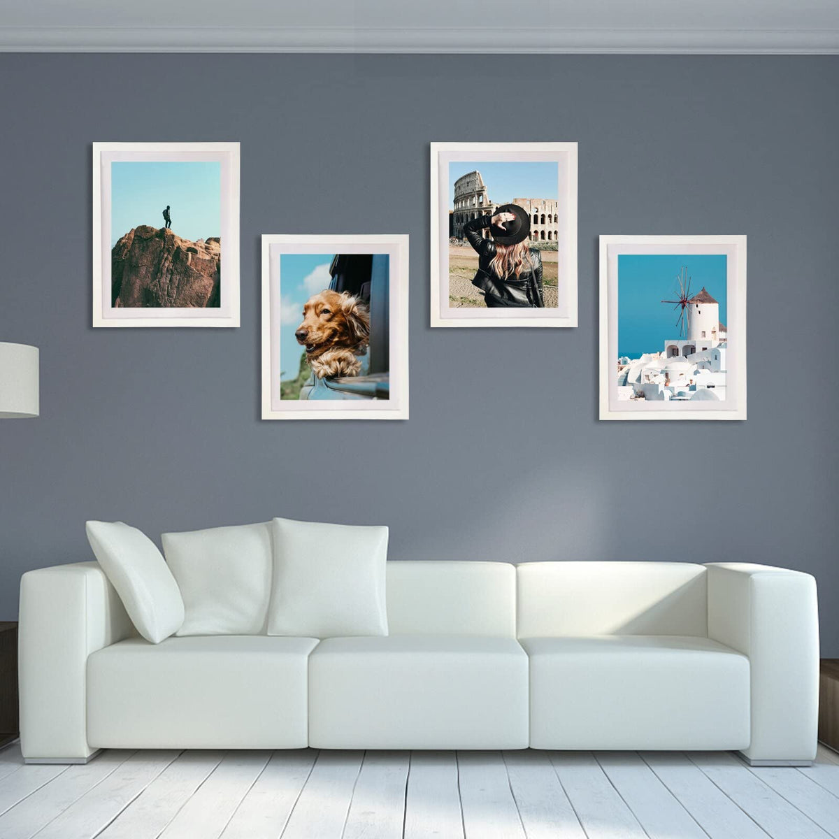 4 Pack 12x16 Picture Frame Wood Diamond Painting Frames 30x40cm Diamond Art Frame Display 10x14 in/ 25x35cm with Mat or 12x16 in/ 30x40 cm Without Mat Photo Gallery Frame Set for Wall Hanging - White