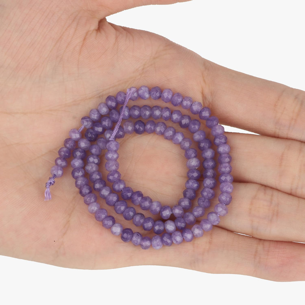 2 String 220PCS 3x5mm Natural Purple Chalcedony Stone Beads for Jewelry Making, Songxi Facted Loose Gemstone Beads for DIY Bracelet Necklace Making Supplies with Energy Healing Chakra Power