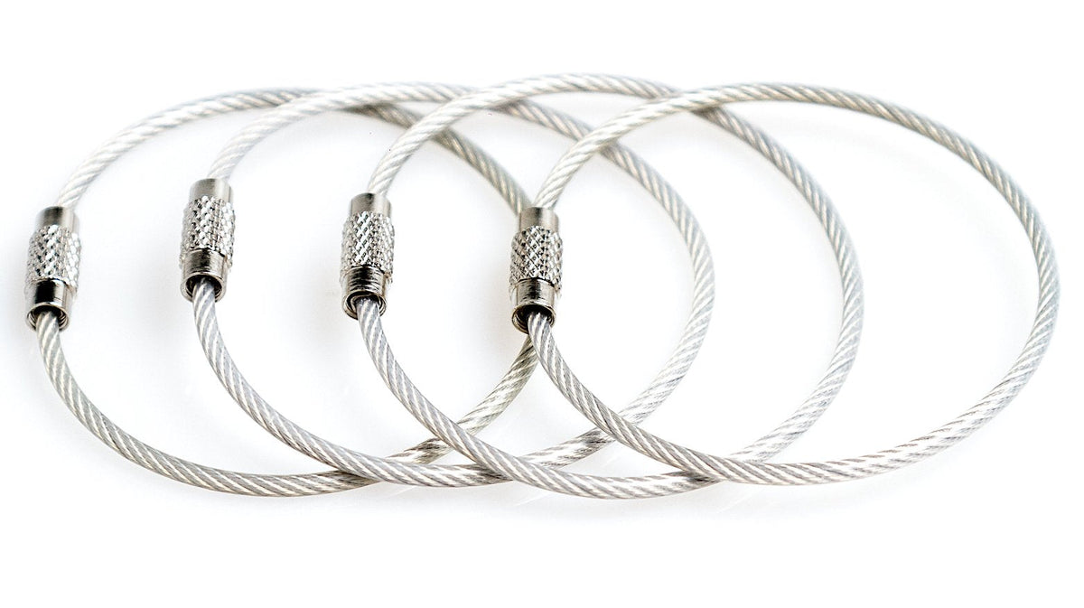 Silipac Wire Keychain Cable Rings – Twist-Lock 6.3" (16 cm), 2mm – Car Keyring, Luggage Tag & ID Tag Loop Stainless Steel