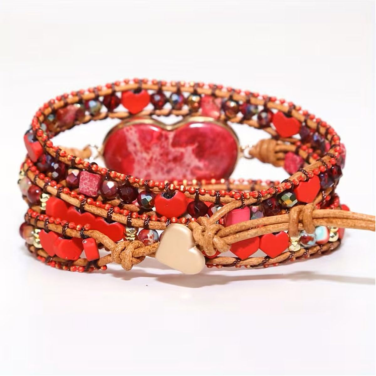 ZOSOJONA Women Wrap Bracelet Boho Natural Jasper Crystal Stone Beads Strand Bracelets