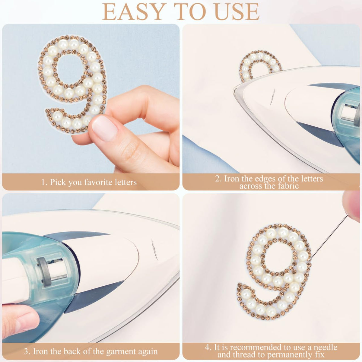 10 PCS Rhinestone Number Patches,0-9 with Glitter Number Stickers Iron on Patches DIY Sewing Supplies for Clothing Sweaters Backpacks Skirts Hats - 1.81 Inch