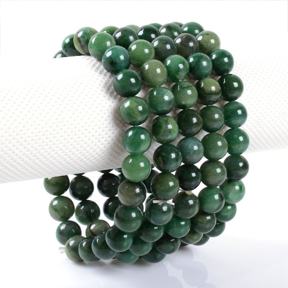 Justinstones Natural African Serpentine Gemstone 8mm Round Beads Stretch Bracelet 7 Inch Unisex