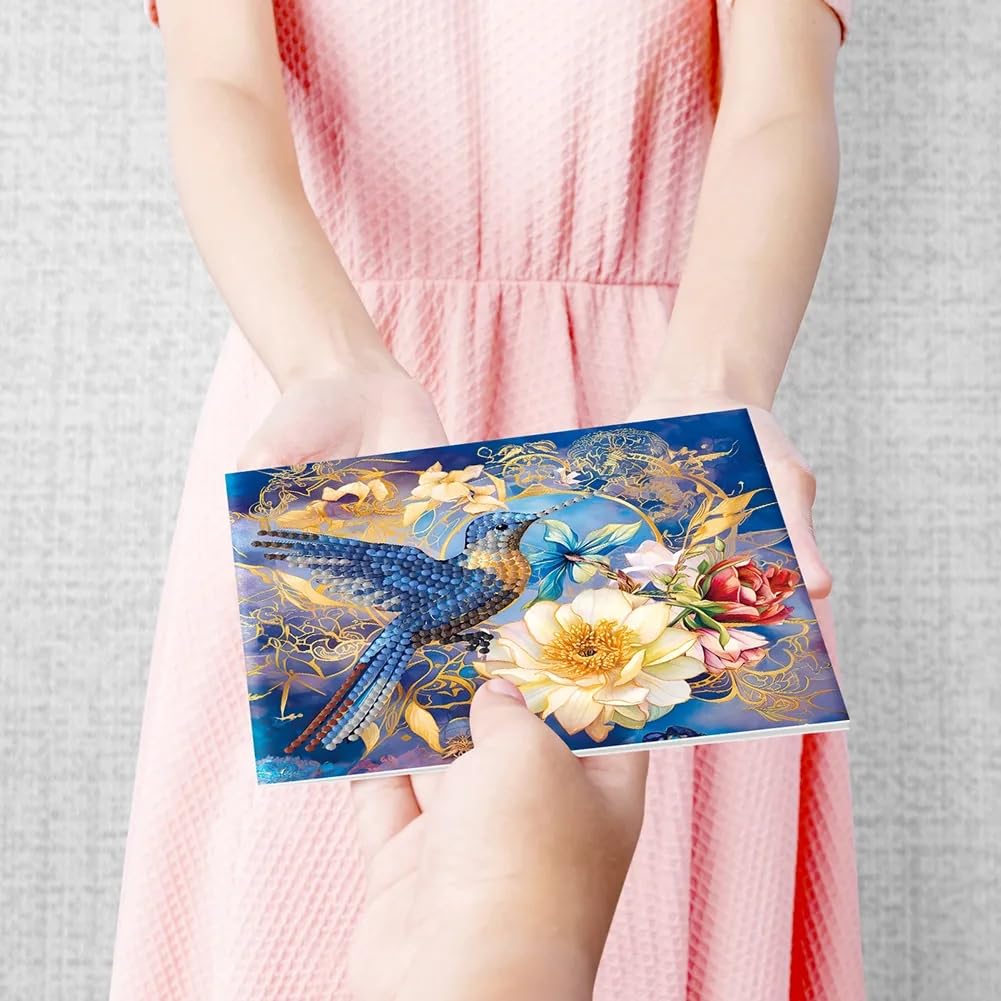 Christmas Cards 5D DIY Diamond Painting Round Drill Greeting Thank You Cards Creative 12 Packs