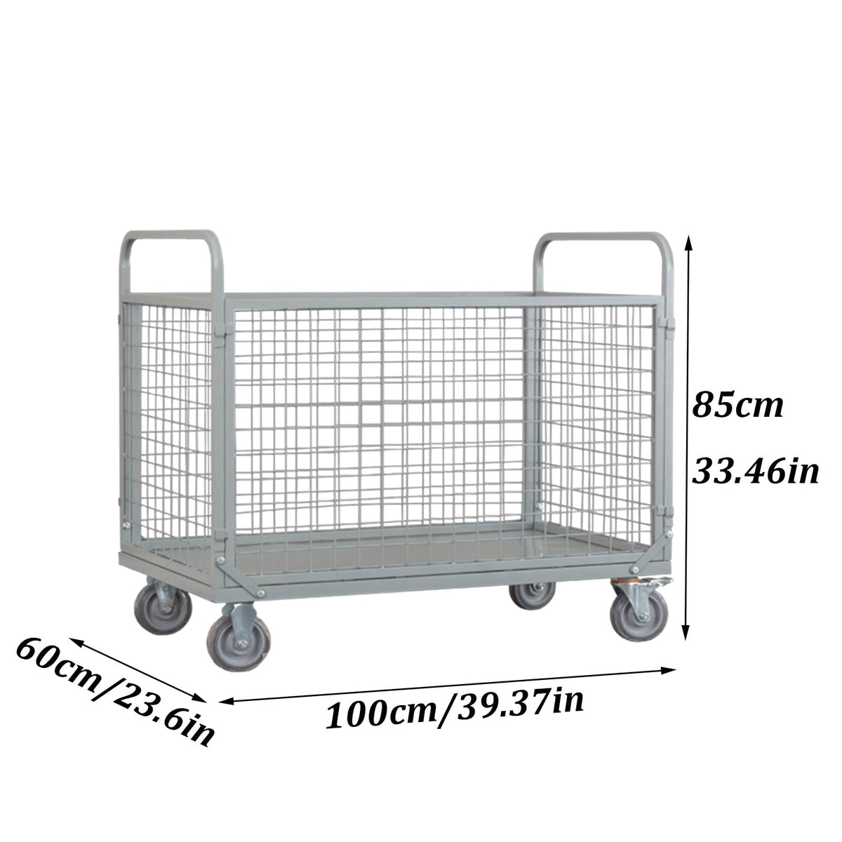 Heavy Duty Foldable Platform Cart with Cage, 2000 LBS Capacity, Ideal for Warehouse Supermarkets and Multipurpose Use