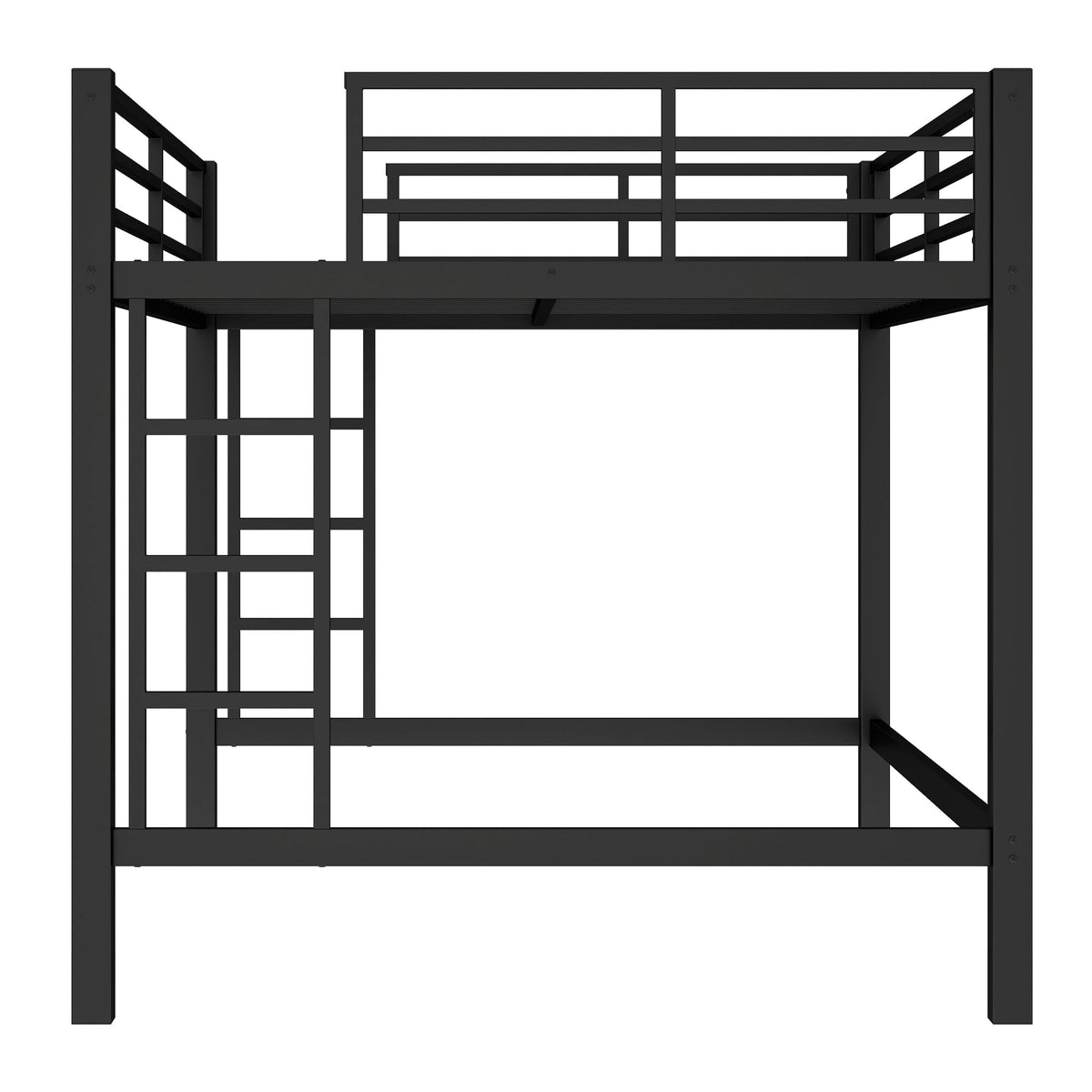 Bellemave Queen Size Loft Bed with 2 Ladder and Guardrails, Metal Loft Bed Frame for Adults, Kids, Teens, Black