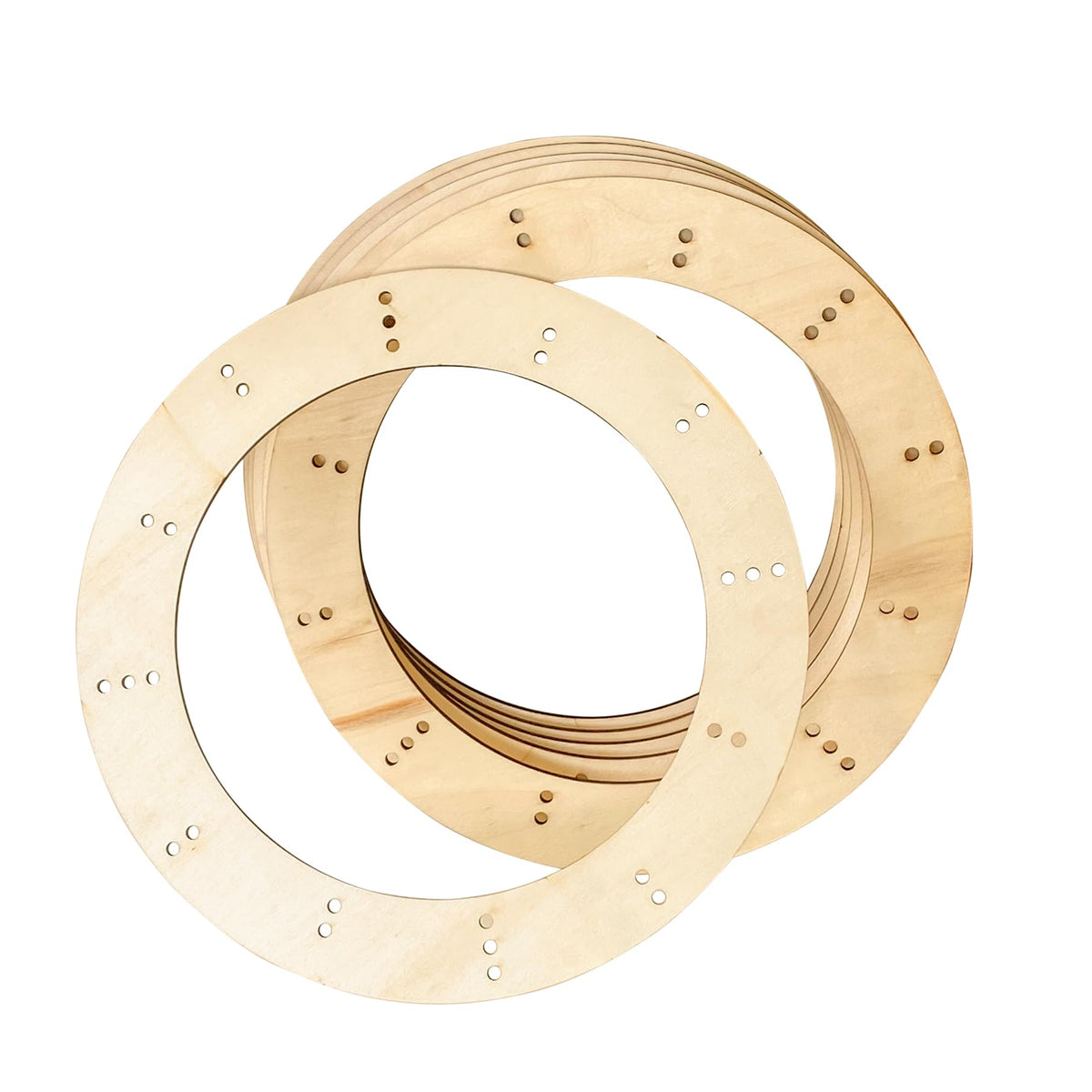 11 Inch 6 Pack Unfinished Wooden Wreath Rings Crafts Hanging Floral Hoop Garland Wood Wreath Frames for Home Decor (0.15 inch Thick,with 28 Holes)