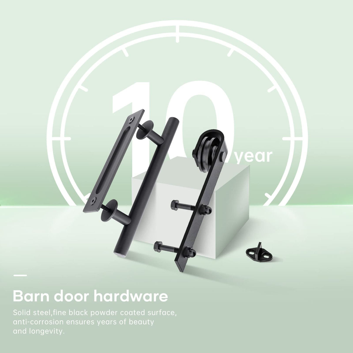 FREDBECK 36 x 84 inch Glass Barn Door with 6.6FT Barn Door Hardware Kit & Handle Included,5-Panel Frosted Glass, Water-Proof Surface,Pre-Drilled Holes,Need Assembly