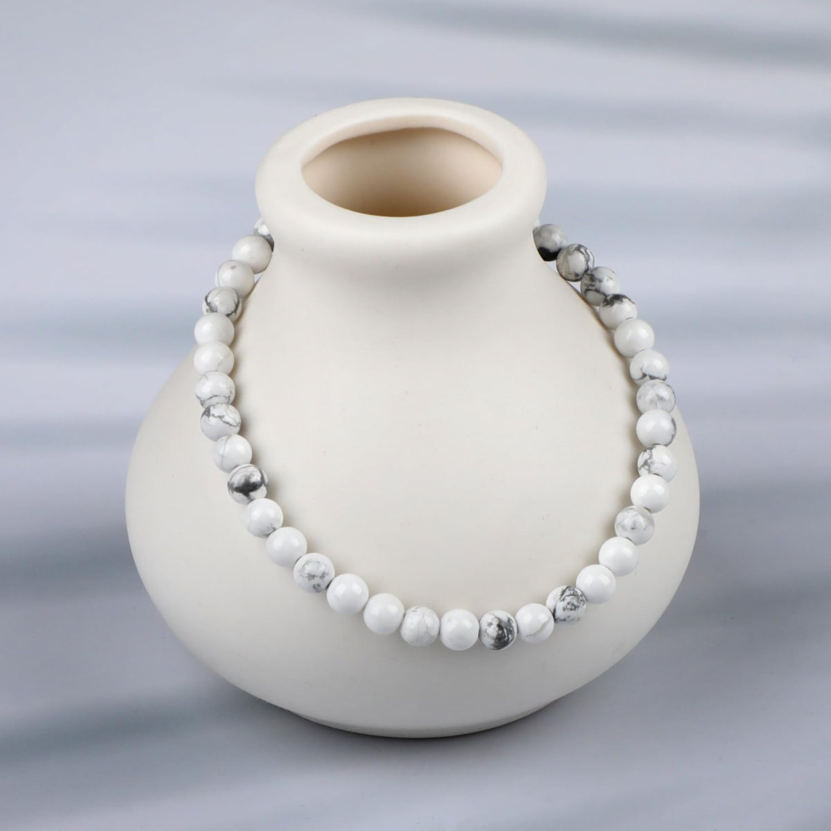 LPBeads Handmade Natural Gemstone Stretch Elastic 4mm White Howlite Bracelet Healing Crystal Round Stone Beads Jewelry Gifts for Women Men