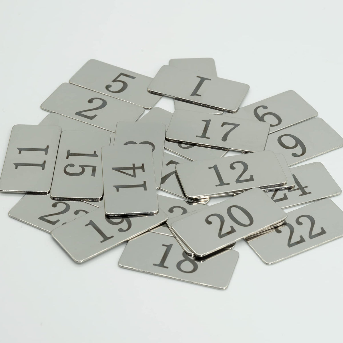 StayMax Rectangle Metal Numbered Tags Stainless Steel Number Tag Key Tags with No Holes (1-25)
