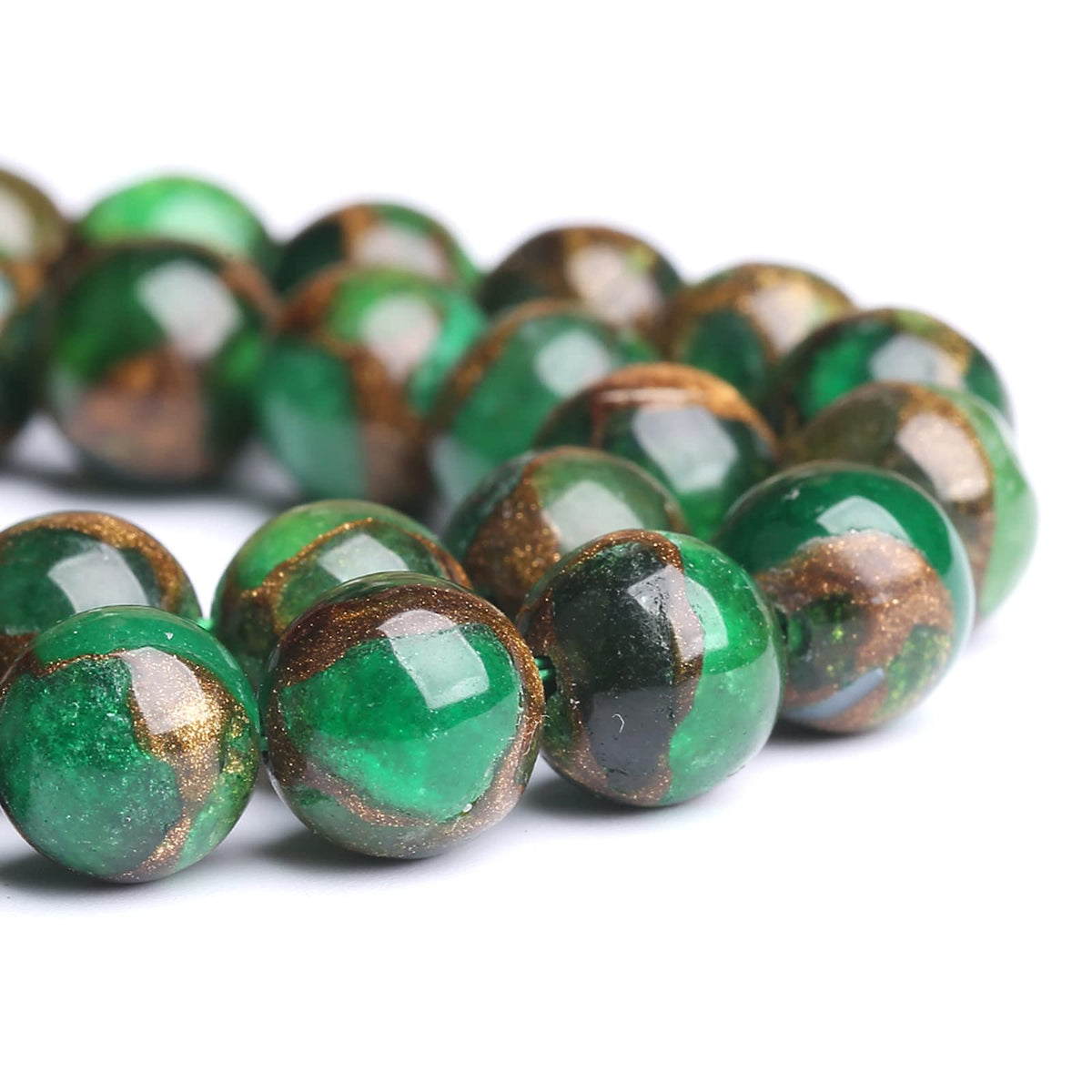 6MM 60PCS Green Cloisonne Craft Loose Round Beads for Jewelry Making DIY Bracelet