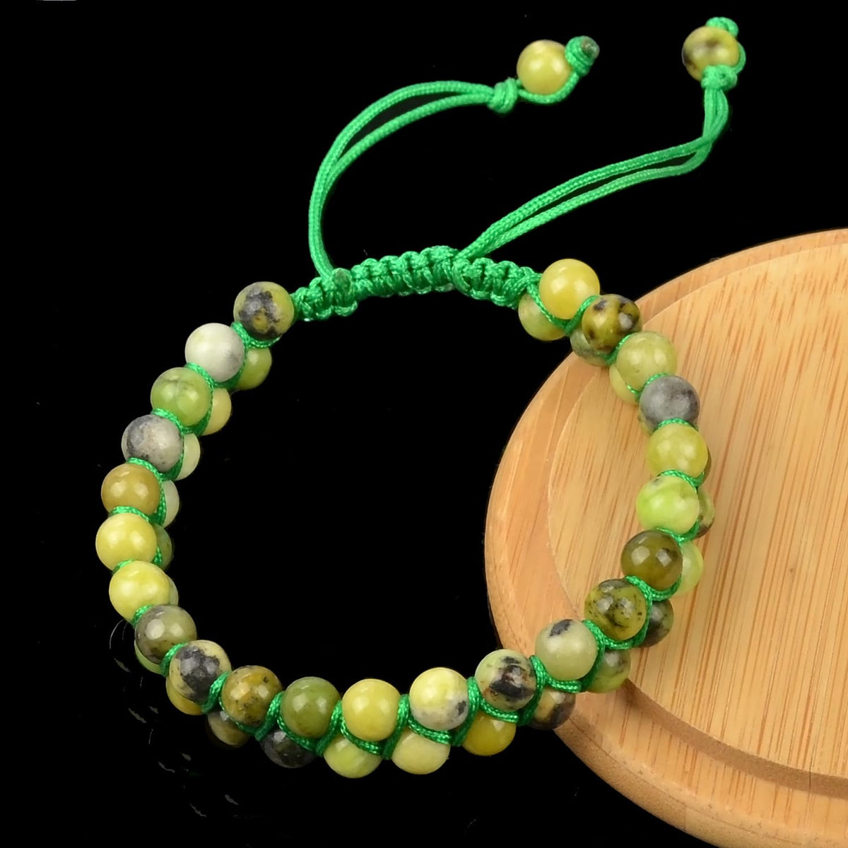 MASSIVE BEADS Natural Chakra Healing Power Crystals Macrame Bracelet Yoga Double Layer Stone Beads Gemstone Meditation Relax Anxiety Bangle for Unisex Women Men (Lemon Jade, 6mm)