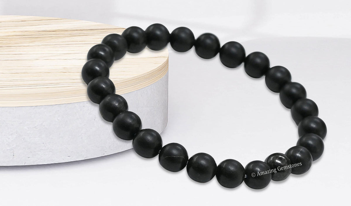 Amazing Gemstone Crystal Bracelet for Women Men's Gifts - Protection Healing Crystal Bracelet - 8mm Gemstone Beaded Stretchable Bracelet Pulseras Para Hombres Mujer Stocking Stuffers Mothers Day Gift (Shungite)