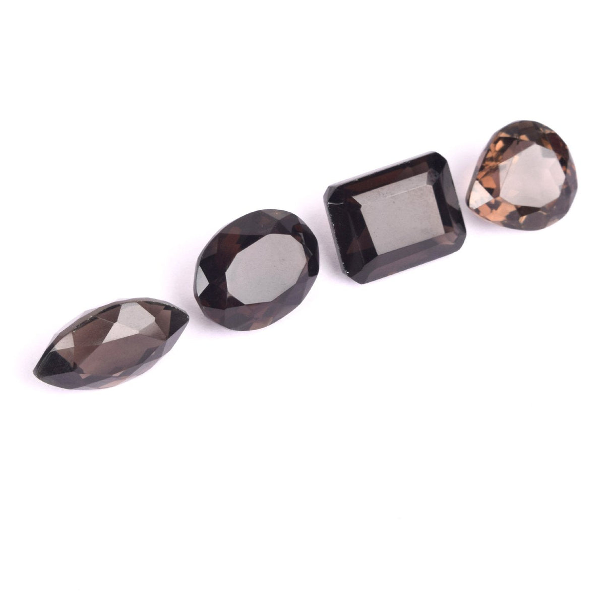 GEMHUB Faceted Brazilian Smoky Topaz 200 Ct Pendant Size Mix Cut Set of 4 Pcs Loose Gemstones Beads