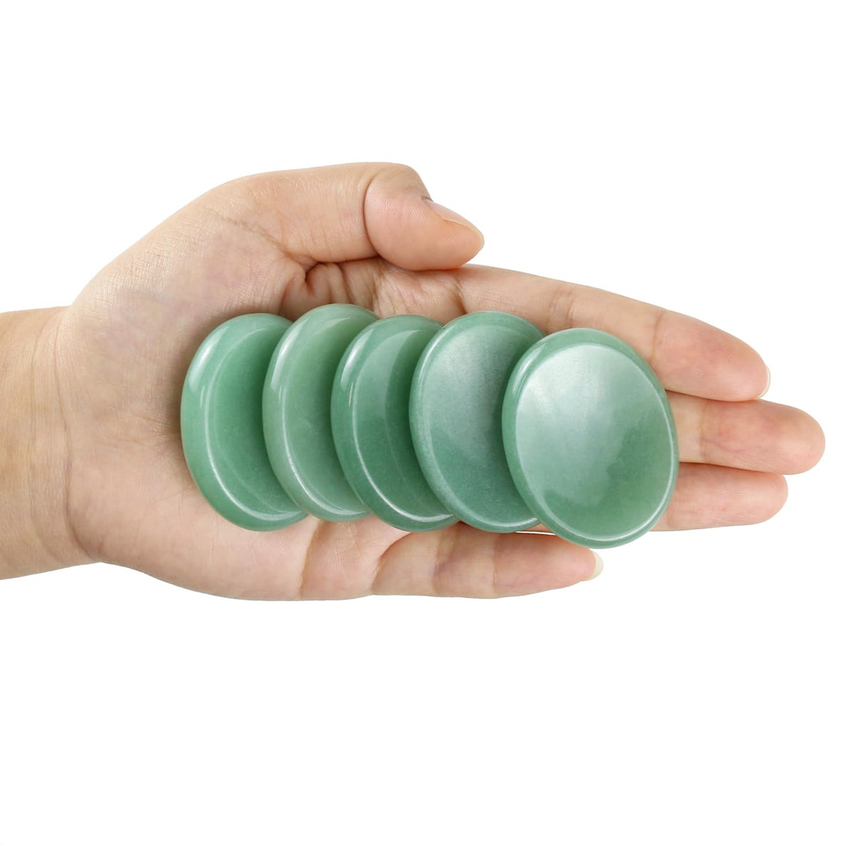 Nvzi Worry Stones Green Aventurine Crystal, Chakra Crystals and Healing Stones, Oval Palm Stone, Thumb Stone, Crystals for Beginners, Spiritual Gifts for Women, Meditation Accessories (1PCS)