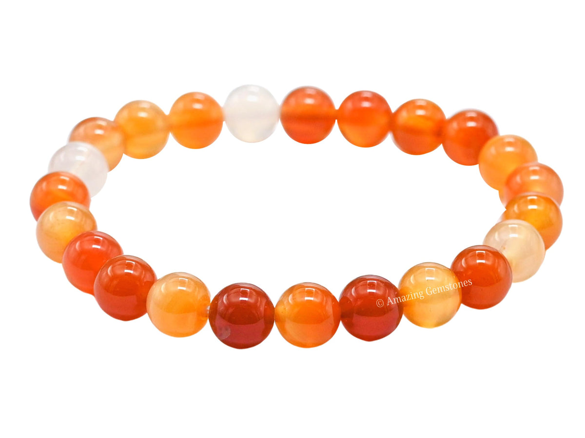 Amazing Gemstone Crystal Bracelet for Women Men's Gifts - Protection Healing Crystal Bracelet - 8mm Gemstone Beaded Stretchable Bracelet Pulseras Para Hombres Mujer Stocking Stuffers Mothers Day Gift (Carnelian)