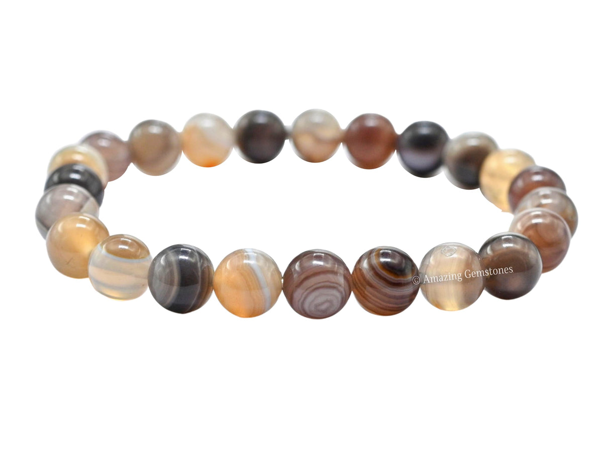Amazing Gemstone Crystal Bracelet for Women Men's Gifts - Protection Healing Crystal Bracelet - 8mm Gemstone Beaded Stretchable Bracelet Pulseras Para Hombres Mujer Stocking Stuffers Mothers Day Gift (Botswana Agate)