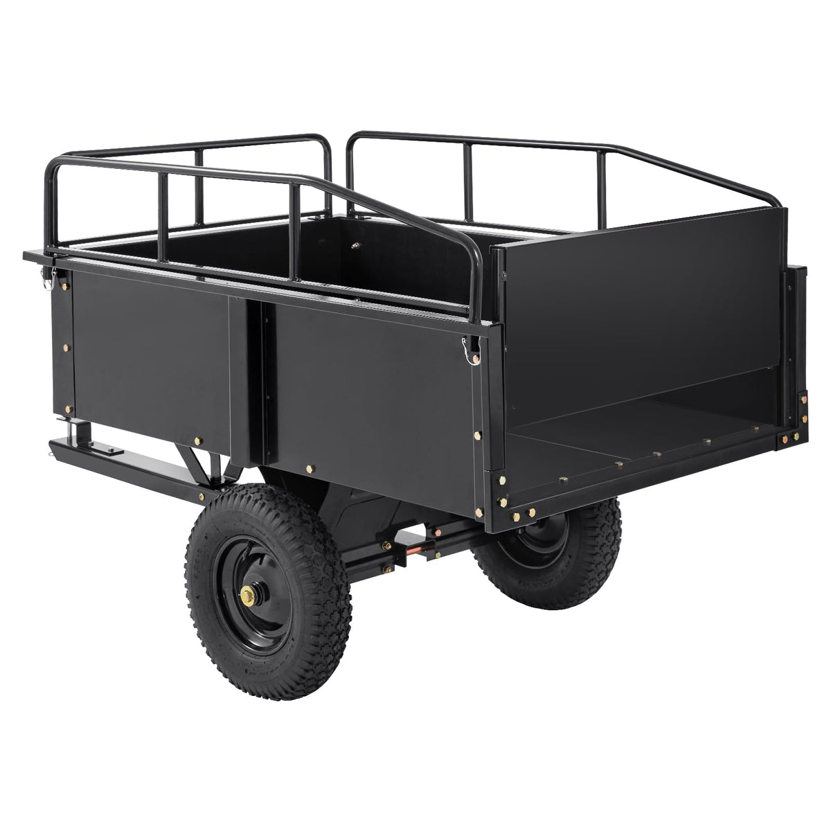VEVOR Heavy Duty ATV Trailer Steel Dump Cart, 750 lbs 15 Cubic Feet, Garden Utility Trailer Yard Trailers with Removable Sides for Riding Lawn Mower Tractor