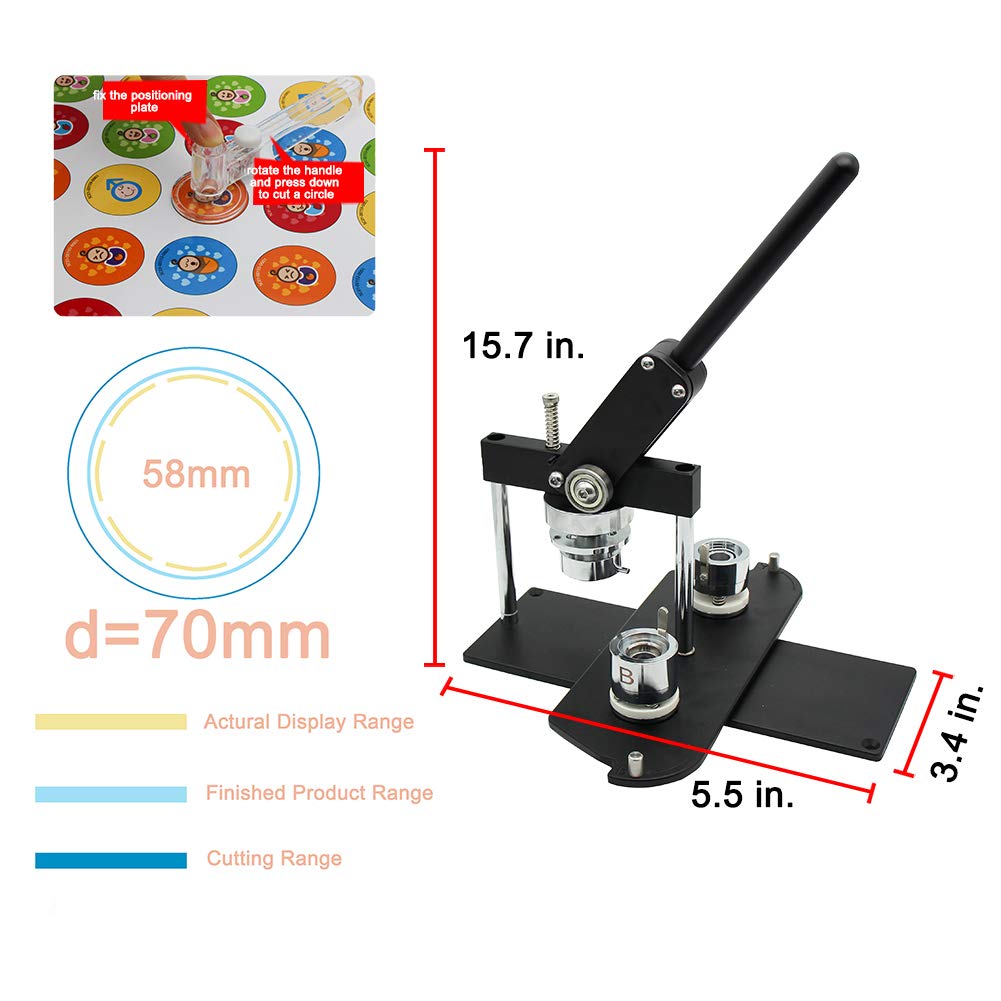ChiButtons Pro 58mm (2.25") Metric Button Maker B400 Kit | All-Metal Premium Press w/ 100 Parts, Adjustable Cutter & Moulds | Boutique Stores, Event Vendors, Small Business (Pink-New)