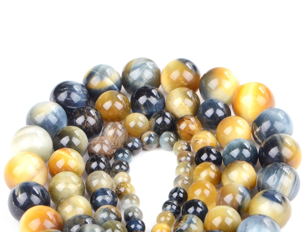 Bymitel 90 pcs Round Loose Stone Beads Gemstone Spacers for Charm DIY Jewelry Making 15.5" per Strand 4mm (Dream Tiger's Eye, 4mm)