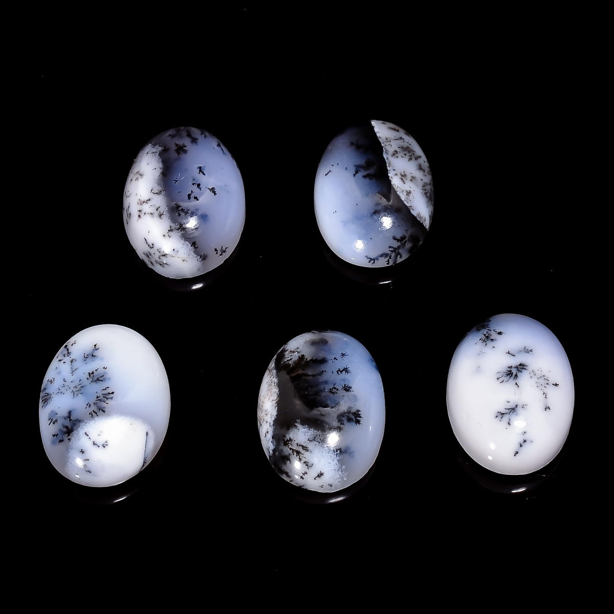 2 PCS, 18x13 mm, AURA GEMS Natural Dendrite Opal, Cabochon, Oval Shape, Jewelry Making Stone Supply, Chakra Energy Healing Gemstone, Real Crystal, Birthstone, Wholesale deal