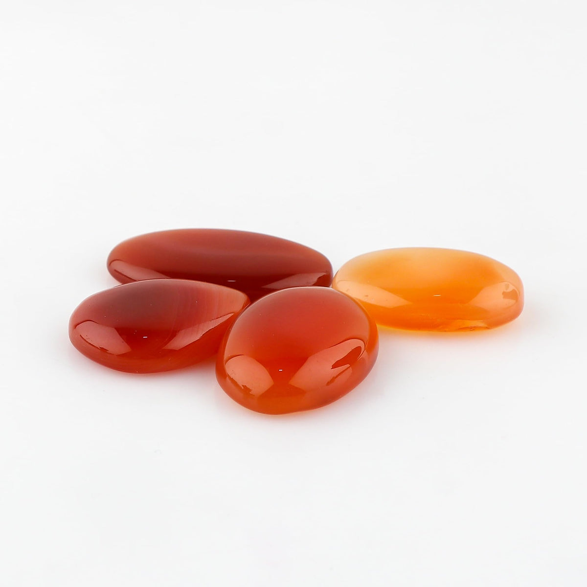 CRYSTALINES 4pcs Natural Red Chalcedony Gemstone, Assorted Bulk Crystals Cabochon, Wholesale Flatback Stone, DIY Crafts-Jewelry Making, Polished Lapidary Loose Supply, Wire Wrapping, Gem Collection