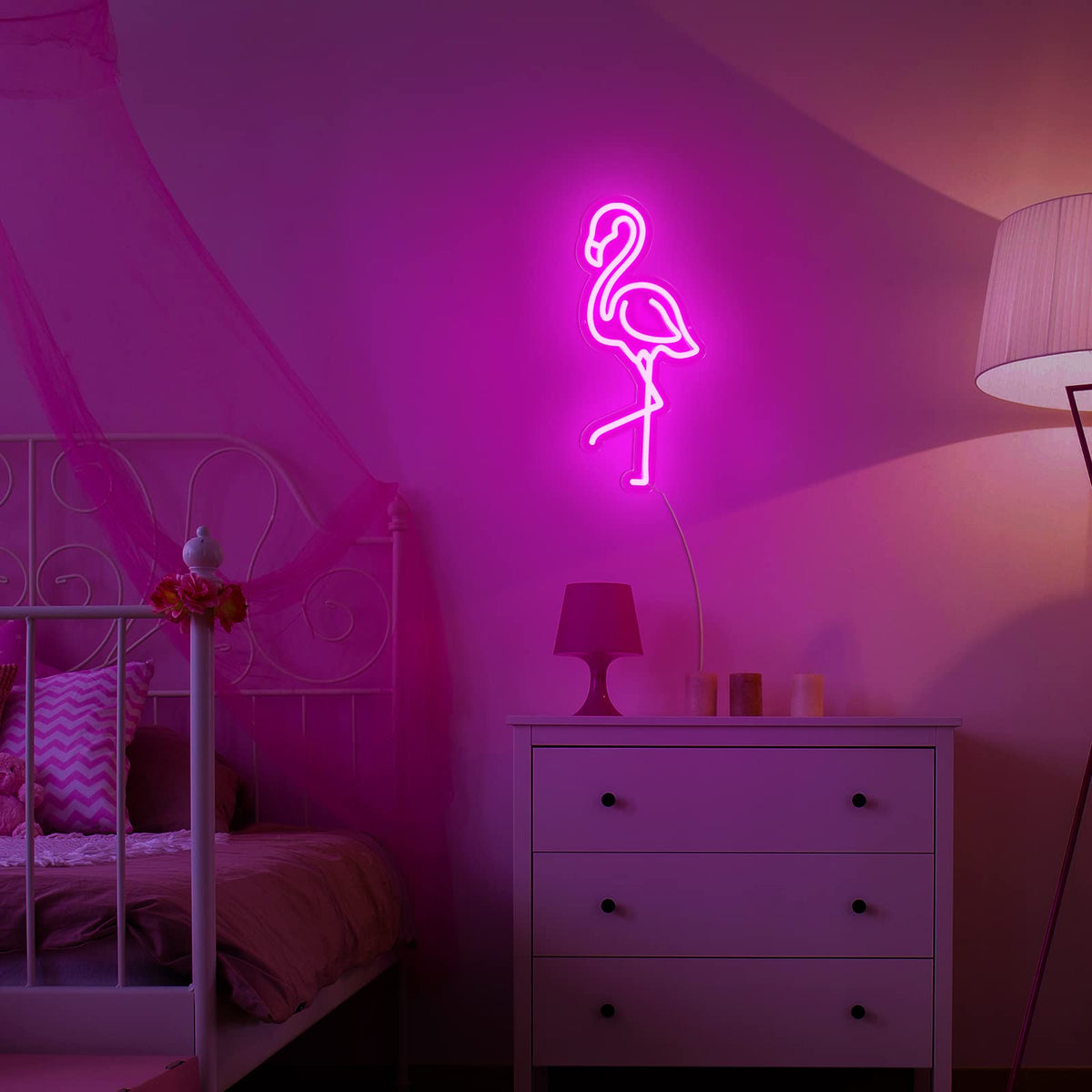 ROCEEI Tropical Flamingo LED Neon Sign Neon USB Powered Lights Sign Wall Art Gifts for Christmas Room Kids Bedroom Birthday Party Bar Decor