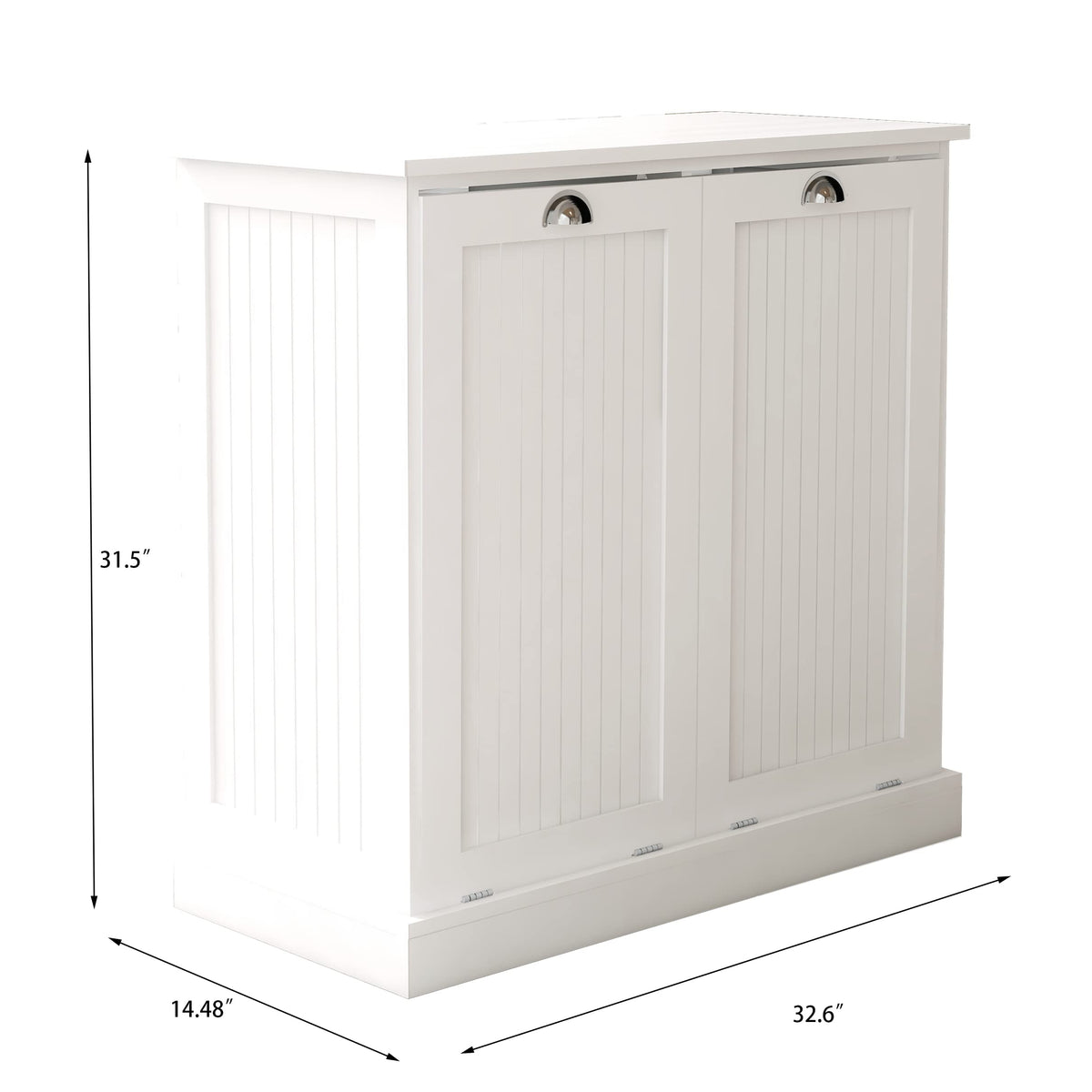 Two Compartment Tilt Out Laundry Sorter Cabinet White