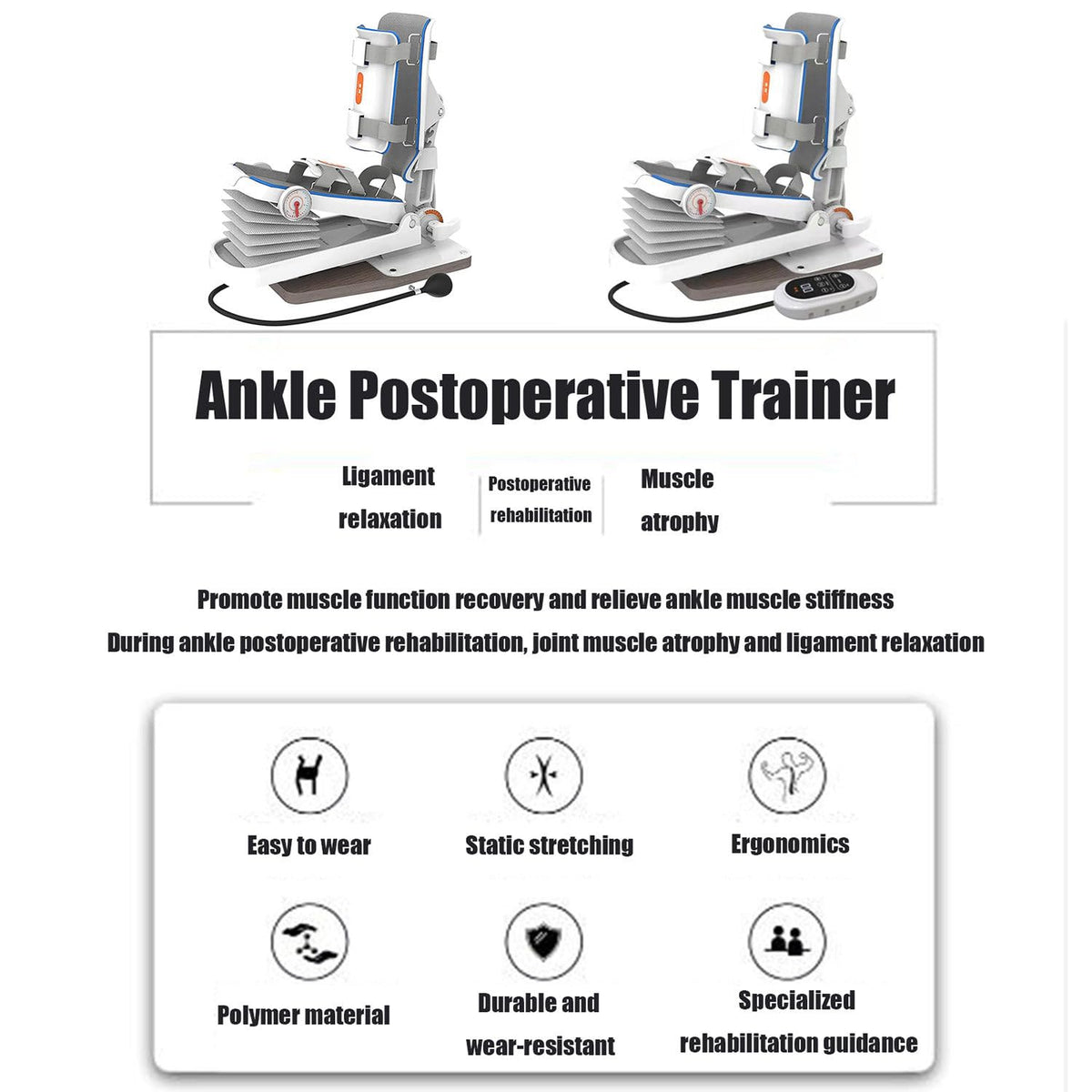 Oiyeknrd Ankle Joint Rehab Training Equipment,Ankle Joint Stretching Exerciser,Ankle Post-Operative Trainer,Angle/Strength Adjustable,for Reducing Pain/Ankle Sprain Manual