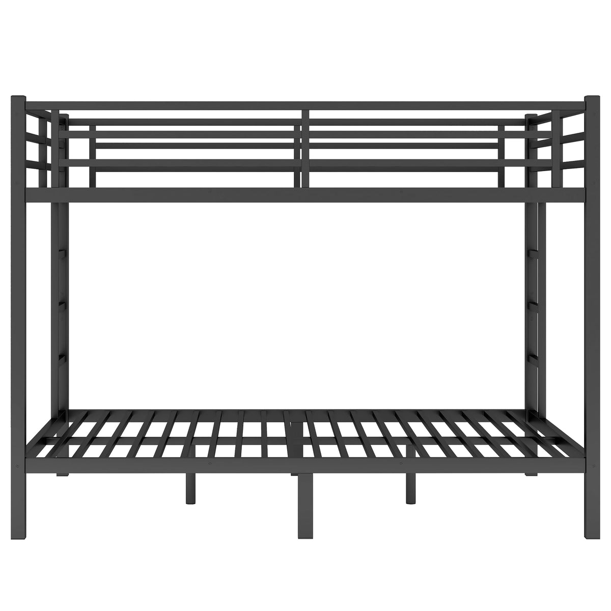 Bellemave Adults Bunk Bed Queen Size, Queen Size Bunk Beds Frame with Safety Guardrail and Build in Ladder, Easy Assemble Bunkbeds, Mattress Not Included, Black