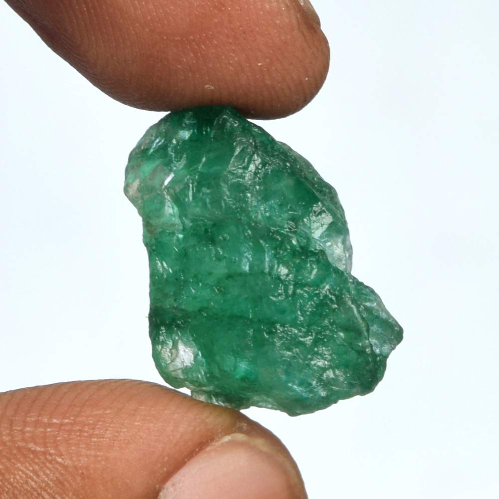 GEMHUB Protection Green Emerald Healing Crystal 12.50 Ct Natural Raw Emerald, Uncut Rough Gemstone