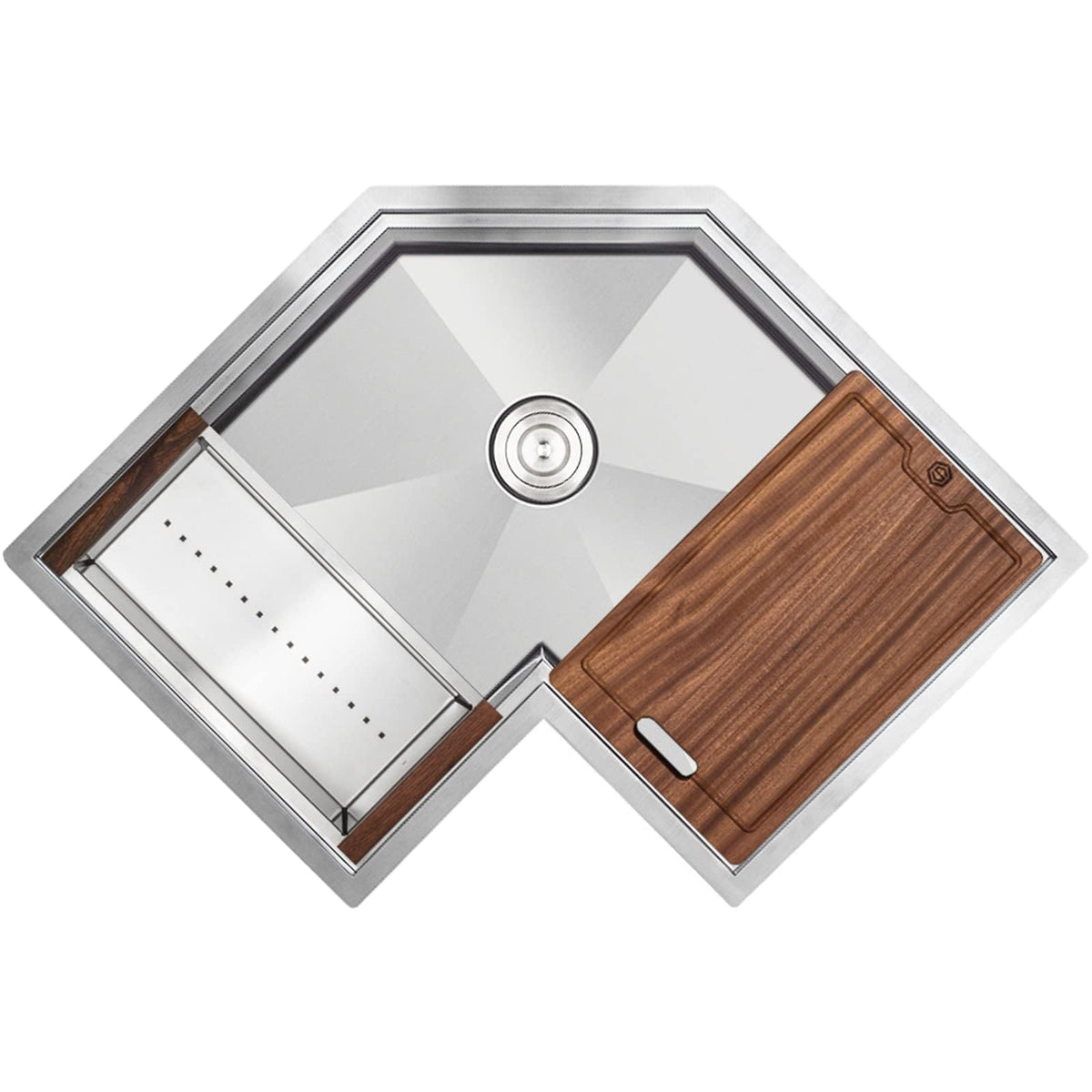 Strictly Sinks 30 Inch Corner Kitchen Sink Undermount– 16 Gauge Stainless Steel Butterfly Sink Undermount, Scratch & Stain Resistant Corner Single Bowl Workstation Sink with Accessories (Silver)