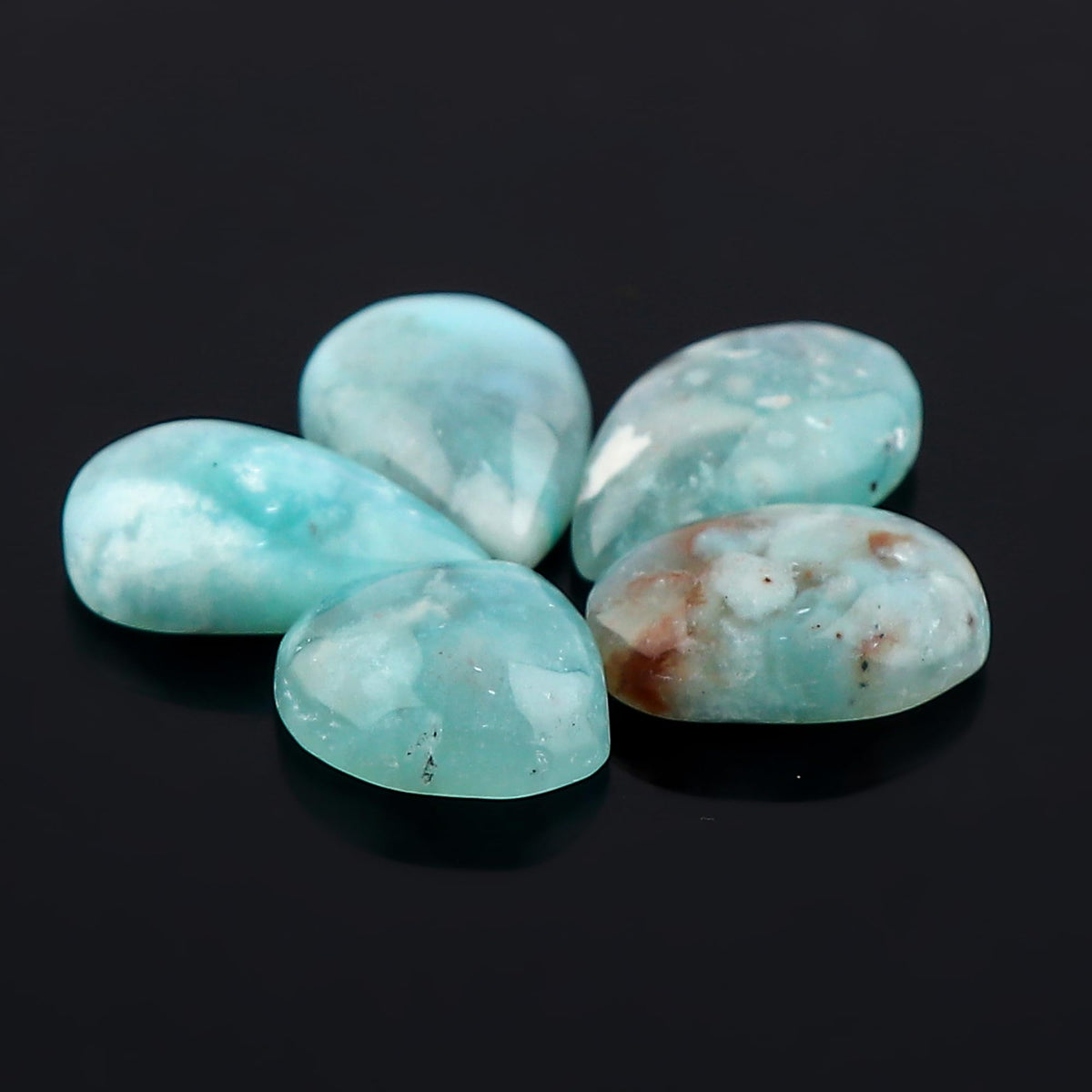 CRYSTALINES 5pcs, Wholesale Aquaprase Crystals Cabochons, Natural Flatback Gemstones, DIY Jewelry Making, Bulk Polished Loose Stones, Wire Wrapping, Gem Collection, Giftgiving