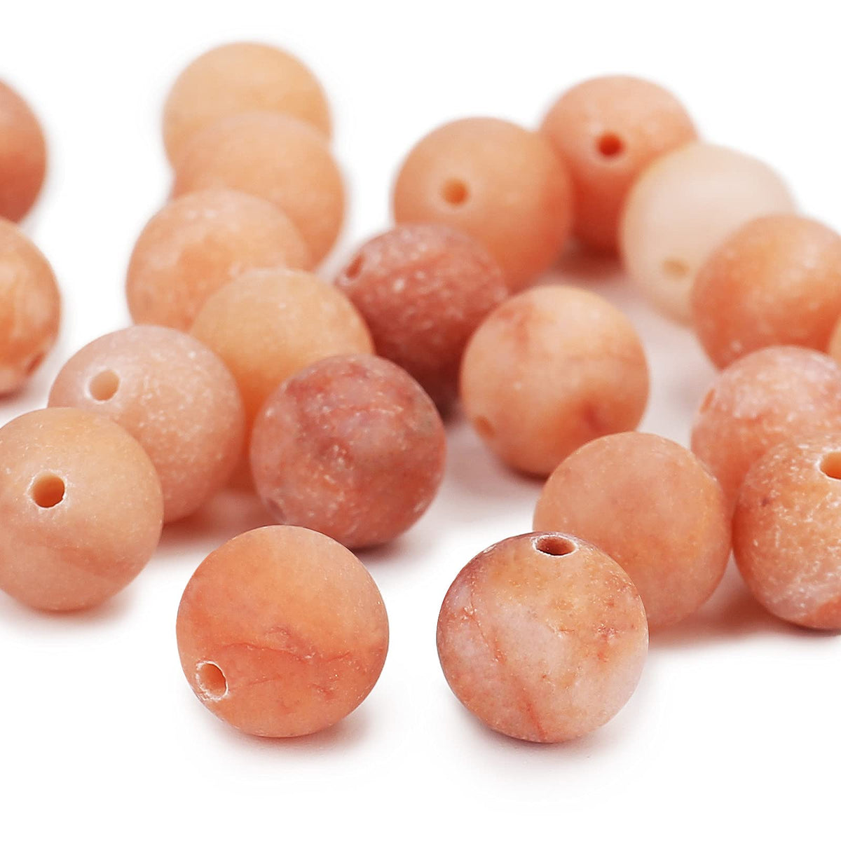 Natural Matte Pink Aventurine Beads, 6MM Round Frosted Unpolished Loose Gemstone Beads for Bracelet Necklace Jewelry Making, Energy Stone Healing Power with Stretch Beading Cord