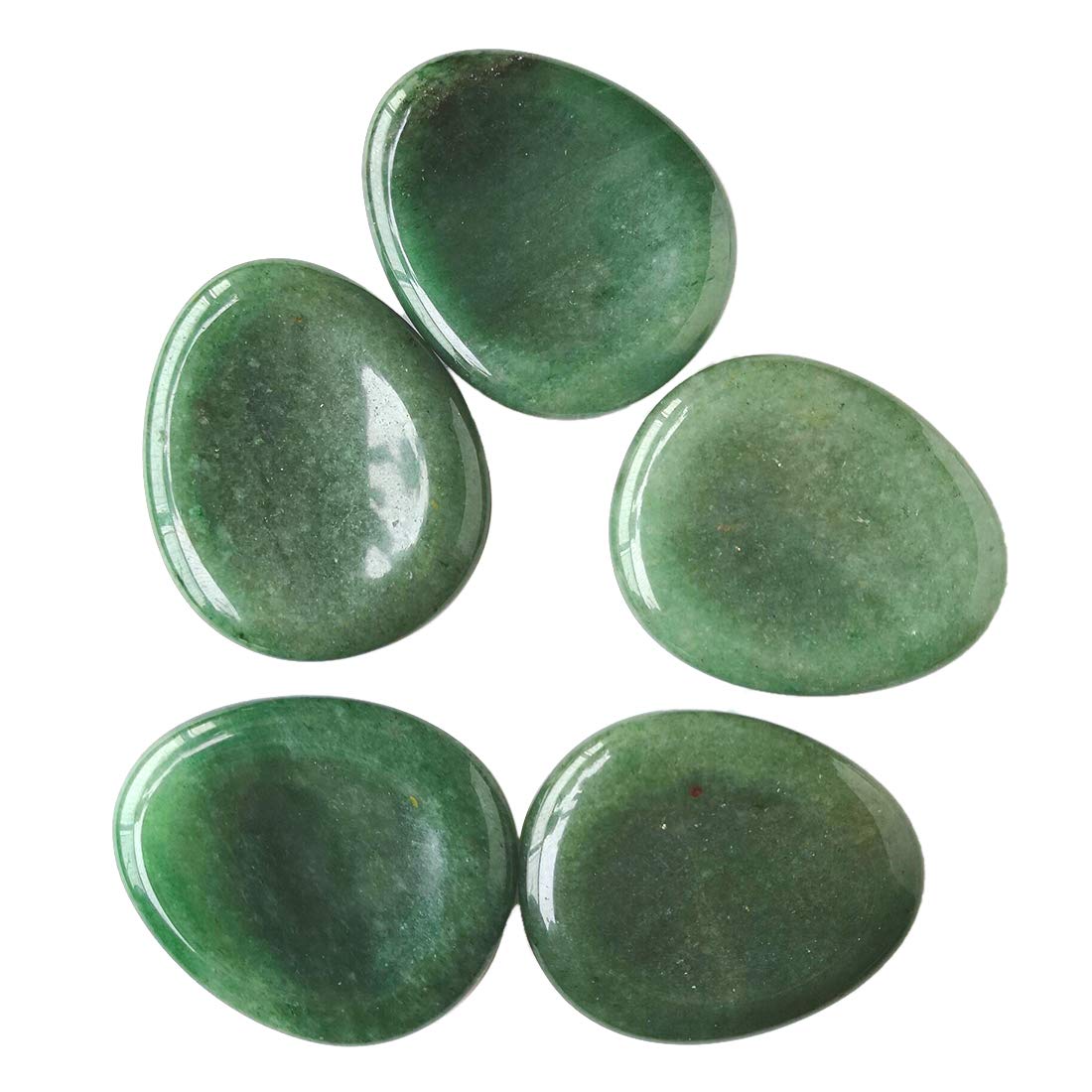 Loveliome Thumb Worry Stone, Stress Relax Healing Reiki Crystal Pocket Palm Stones, Black Obsidian w Green Aventurine, Pack of 2