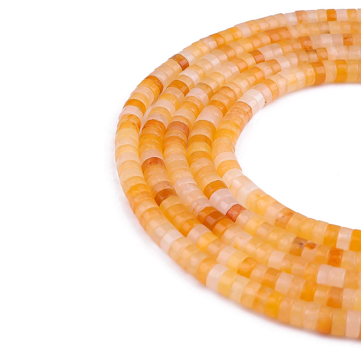 BEADIA Natural Yellow Jade Spacer Beads Caps Loose Semi Gemstone for Beading Jewelry Making 6mmx3mm 38cm
