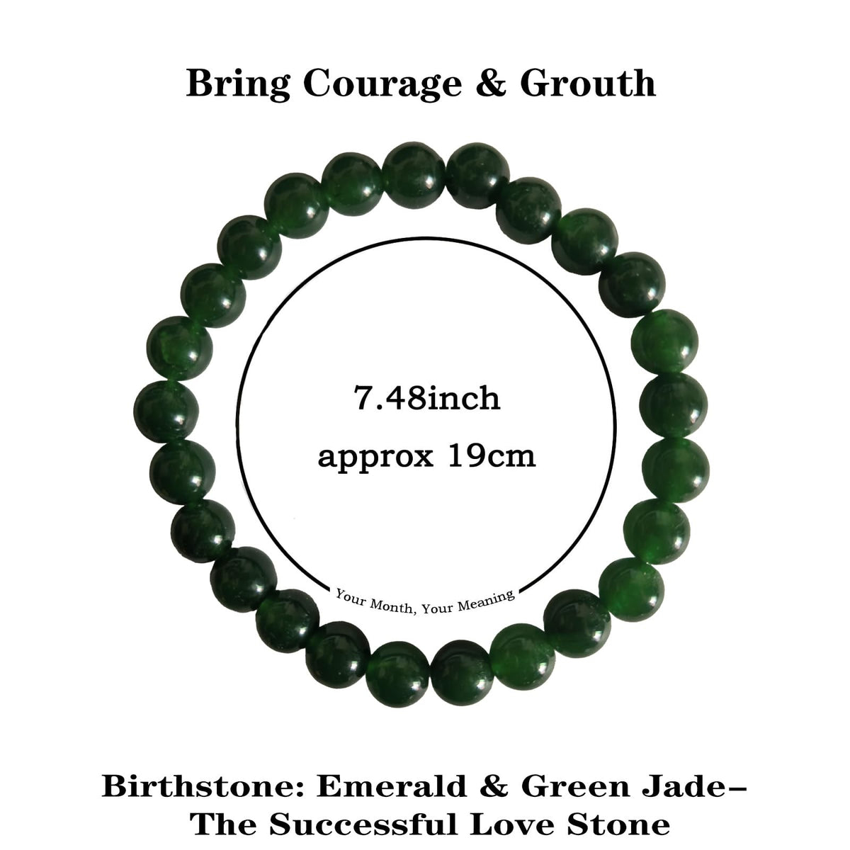 Naupyal May Birthstone Bracelet for Women Men,Green Jade Natural Stone Beaded Bracelets,Healing Crystal Gemstones Stretch Bracelet Stress Relief Month Bracelet Birthday Jewelry Gifts