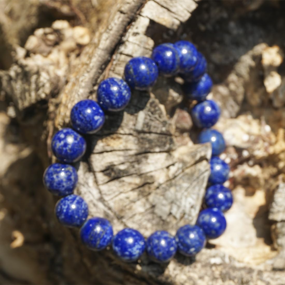 10mm Lapis Lazuli Bracelet | Natural Royal Blue Throat & Third Eye Chakra Crystal Gemstone Beads - Handmade Meditation Protection Jewelry | Beading Tool Kit - Fits for 7-8" Large Wrist