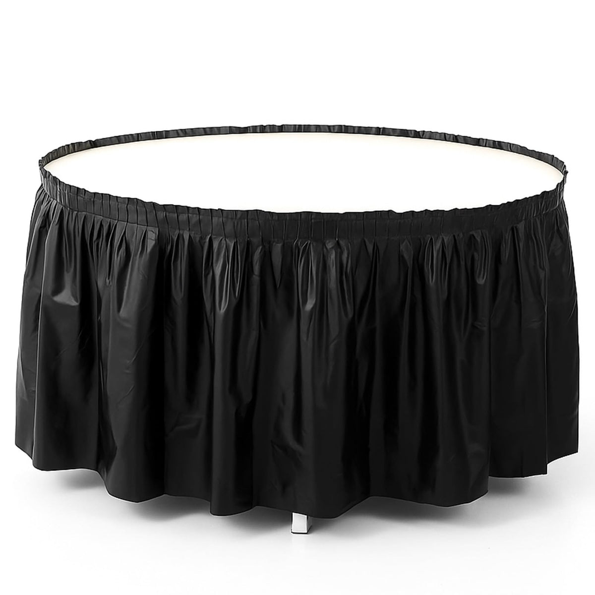 6 Pcs Plastic Table Skirt 28 Inches x 14.7 ft Disposable Table Skirt for Rectangle Tablecloth Wedding Shower Birthday Party Banquet(Black)