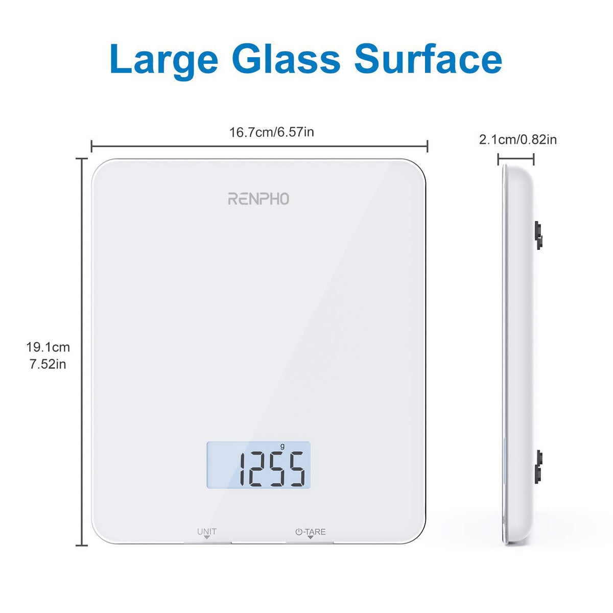 RENPHO Food Scale with Nutritional Calculator, Digital Kitchen Scale for Weight Loss, Smart Food Weight Scale with App for Macro Keto Calorie Cooking, Grams and Ounces, White, 11lb/5kg