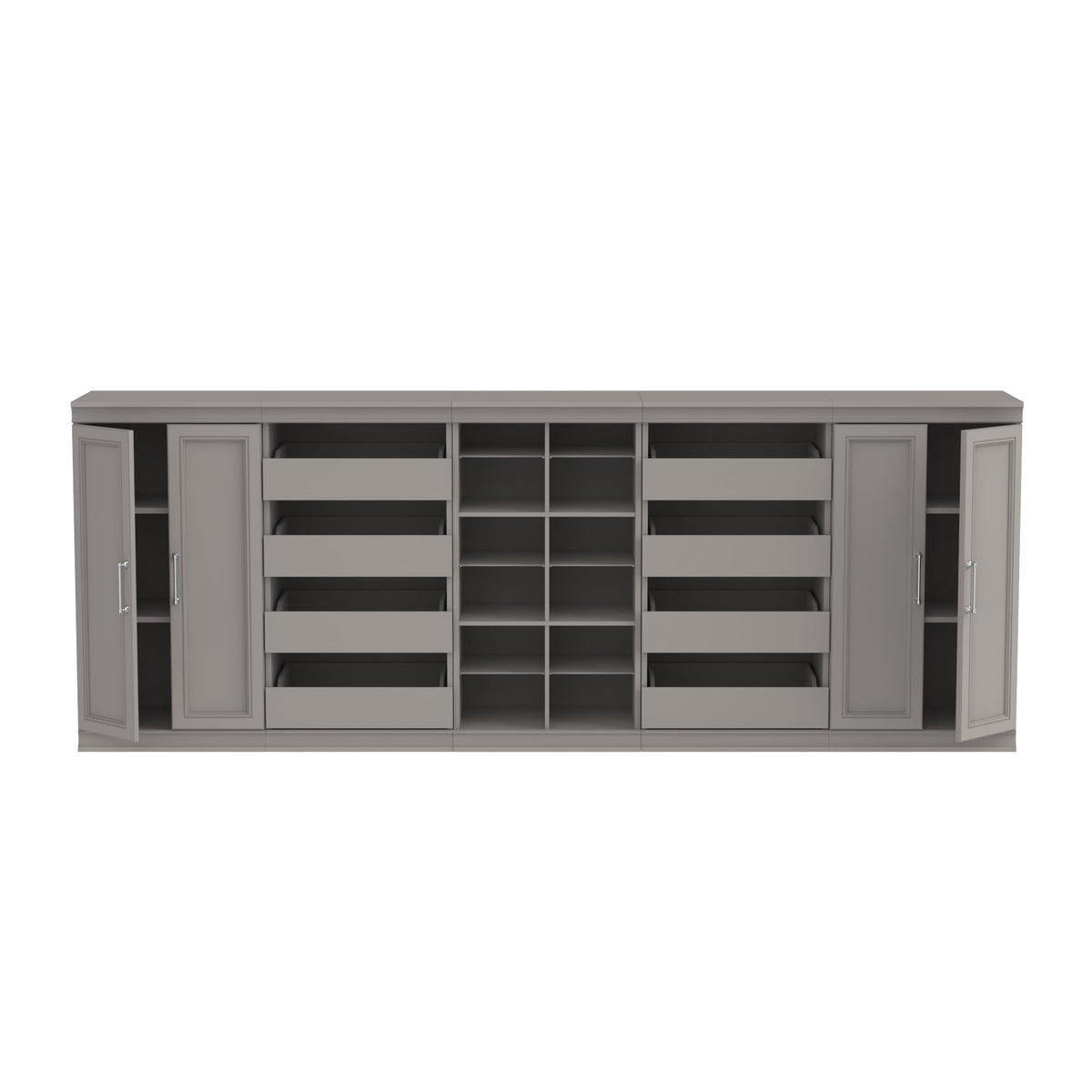 ClosetMaid Modular Storage 106.97-inch W 8-Drawer 18-Shelf Entertainment System with Doors, Smoky Taupe