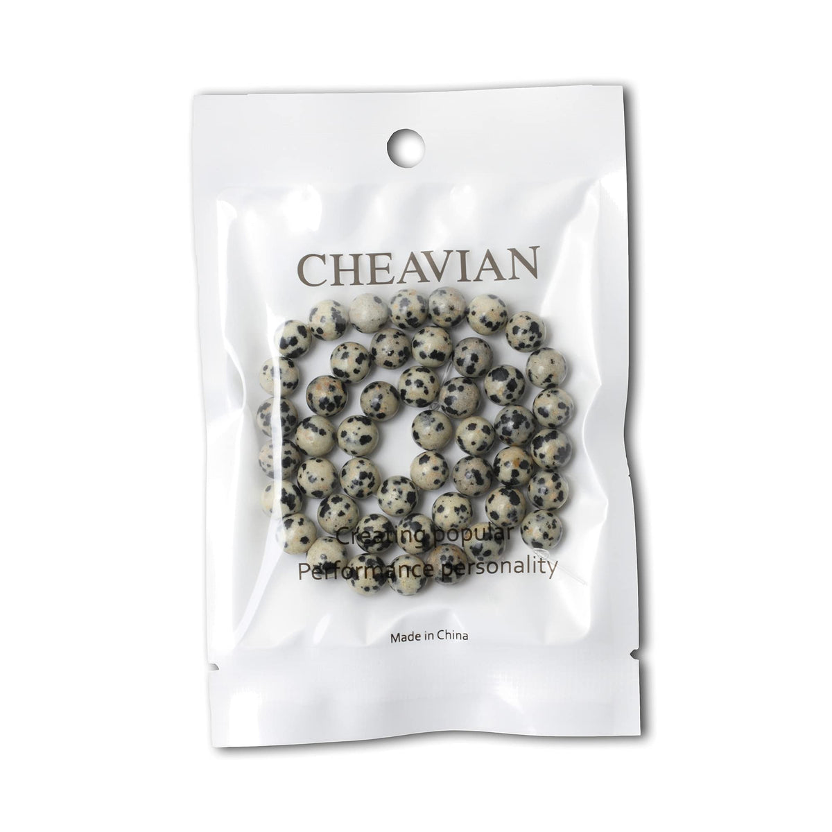 CHEAVIAN 45PCS 8mm Natural Dalmatian Stone Round Loose Beads for Jewelry Making DIY Findings 1 Strand 15"