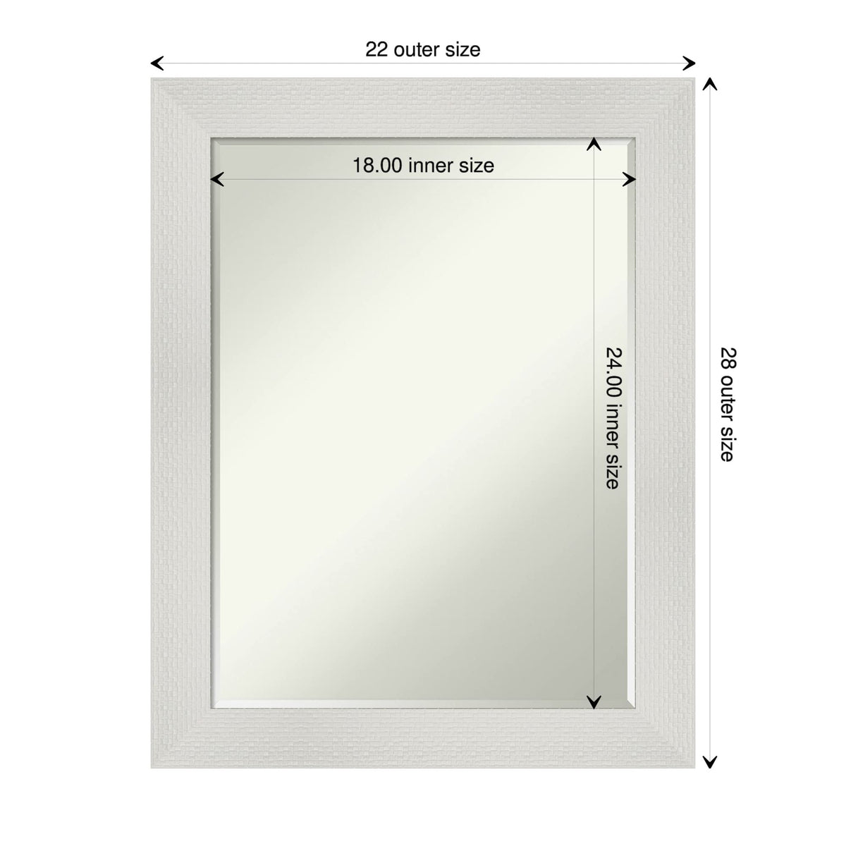Amanti Art White Bathroom Mirror for Over Sink, 28x22 Mosaic White Rectangle Vanity Mirror, Medium Casual Frame, Hangs Horizonally and Vertically, Bathroom Wall Decor, Petite Bevel Edge