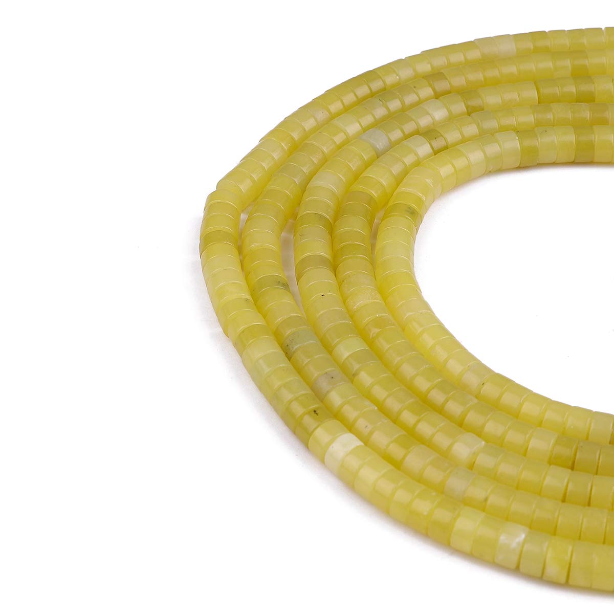 BEADIA Natural Lemo Jade Spacer Beads Caps Loose Semi Gemstone for Beading Jewelry Making 6mmx3mm 38cm