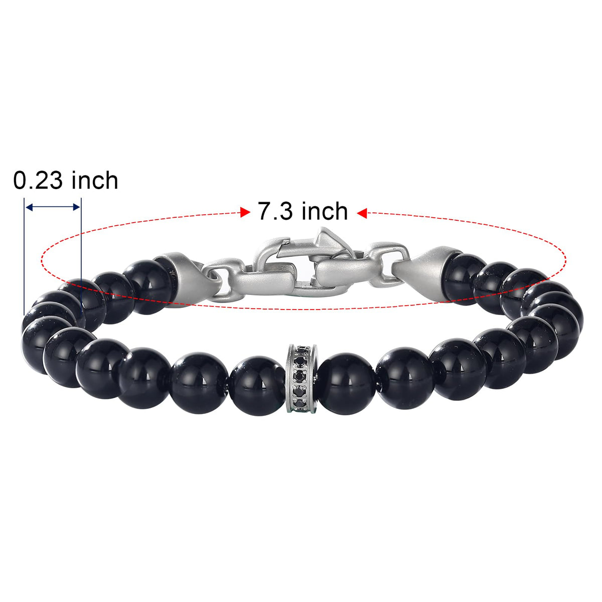 GTMJ Black Onyx Bracelet for Women, Natural Gemstone Bead Bracelet 7.3 Inch, Healing Energy Crystal, Yoga Meditation Jewelry, Chakra Gift for Her